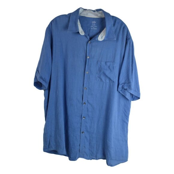 Mens Celio Le Lin Blue 100% Linen Button Down Shirt - Picture 2 of 3